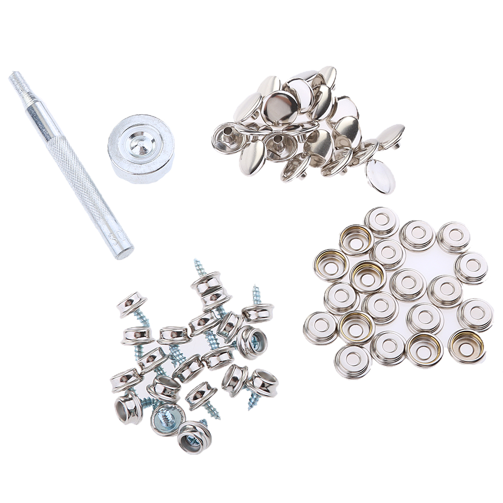 62 Pieces Boat Marine Cover Fastener Snap 3/8'' Screw Kit with Installation Tool
