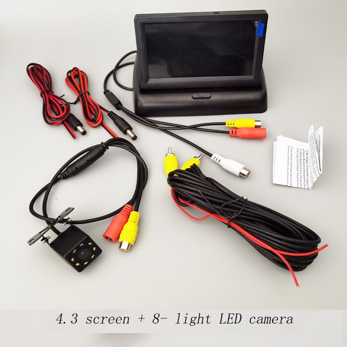 Car Monitor 4.3 inch Foldable TFT LCD Display Rear View Reversing Camera Mirror Parking Assistance Rearview Monitors NTSC PAL: 4.3 screen 8 light