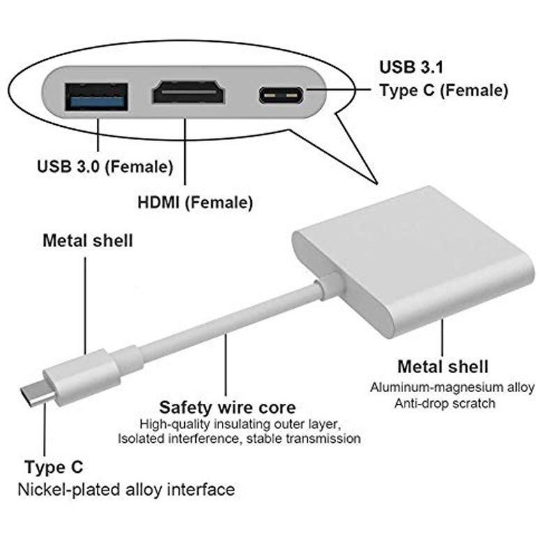 Usb c hub til hdmi thunderbolt 3 adapter for macbook pro/air oneplus 7 pro type-c med pd charge hub 3.0