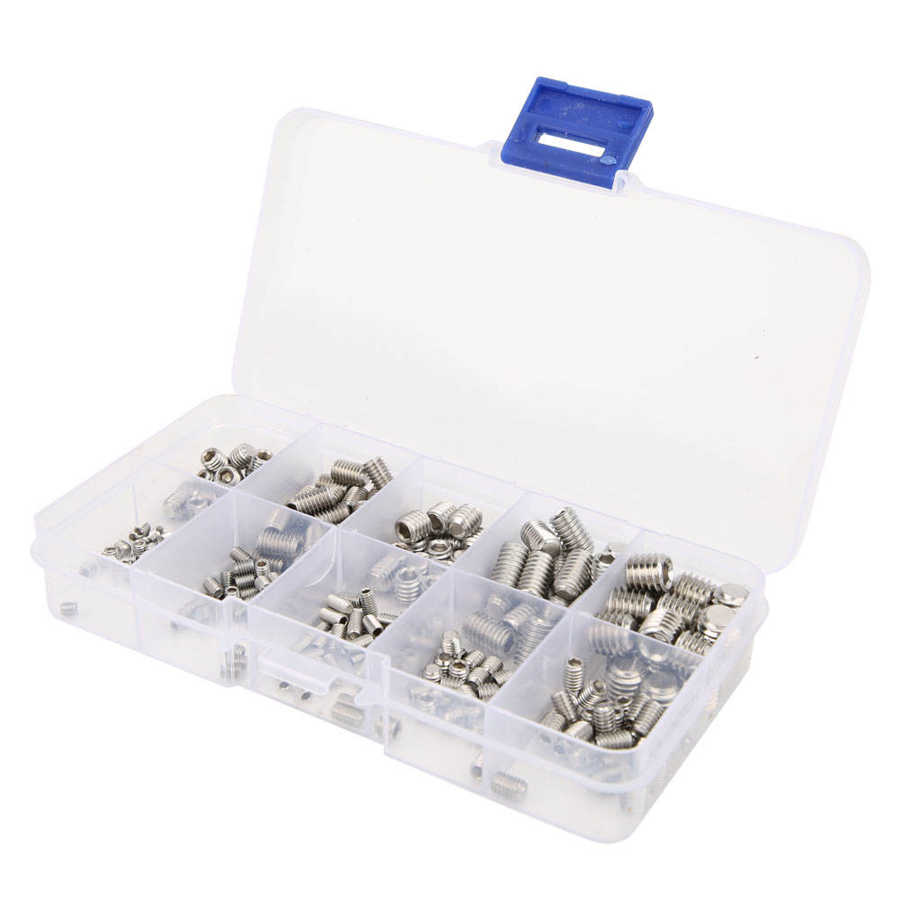 300pcs Stainless Steel Socket Hex Set Grub Screw Assortment Cup Point