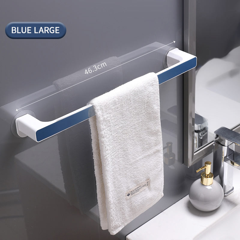 Colgador de toalla montado en la pared, organizador de baño, estante de barra de toalla, gancho de baño, toallitas de cocina, soporte de toalla adhesiva: Blue Large