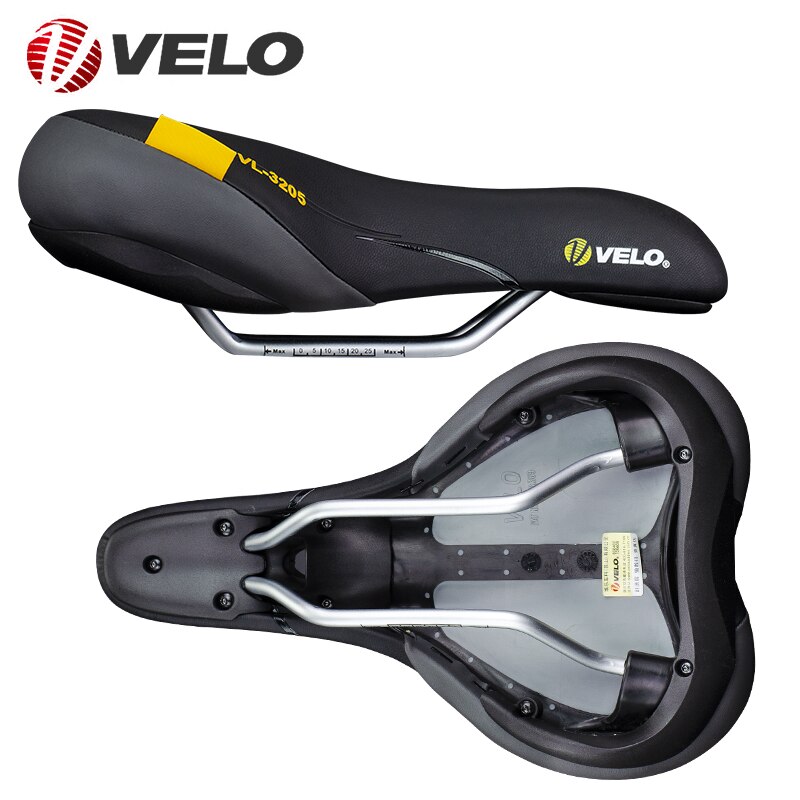 Velo-3205 Bicycle Saddle Pro Mtb Saddle Wide Comfort Soft Cushion Bike Seat Men Padded Saddle For Bike Pu Leather Bicycle Saddle