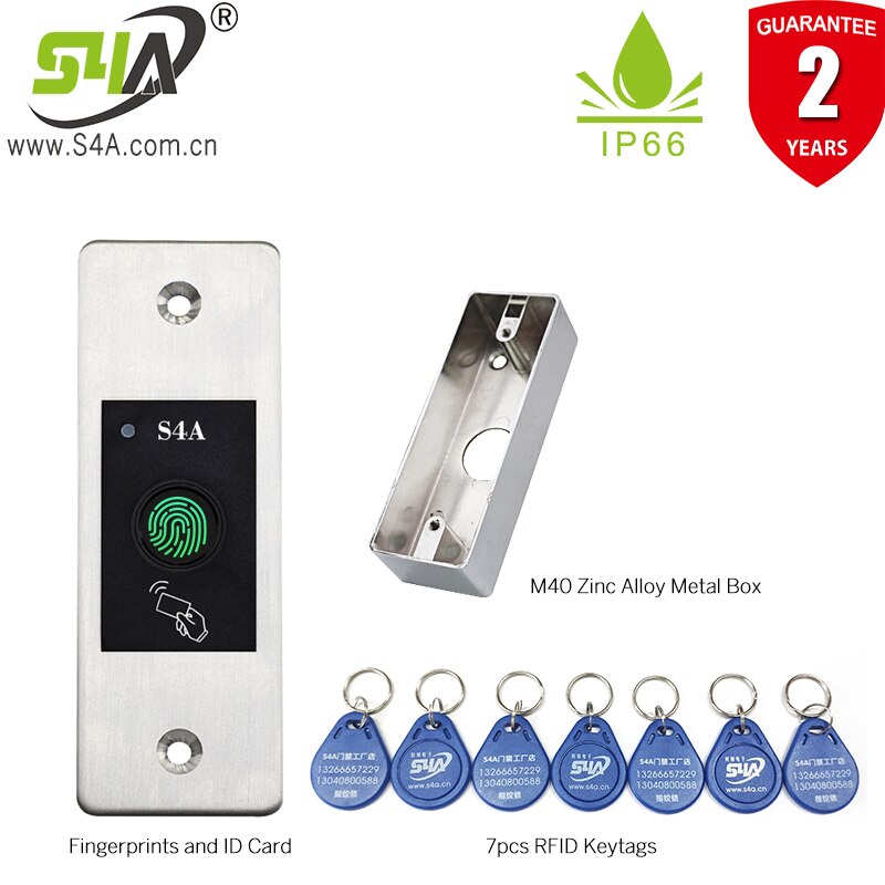 S4A Waterproof Metal rfid reader Access Control fingerprint scanner RFID 125KHZ Reader 3000user Embedded or surface installation: F99 box K