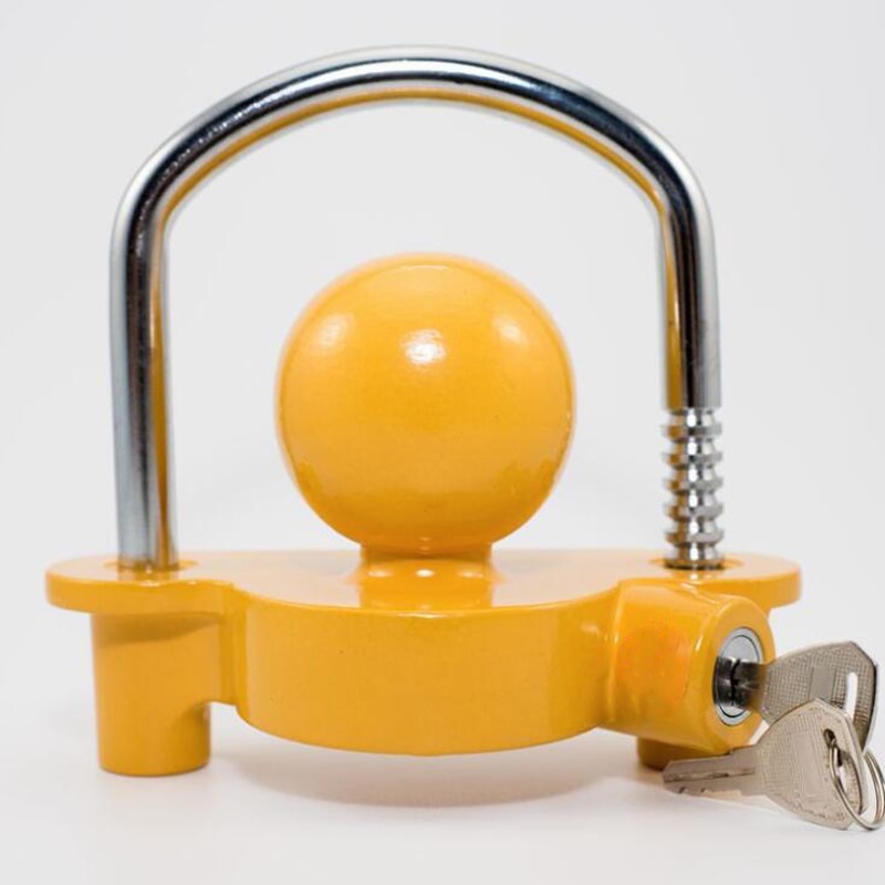 Universal Heavy Duty Hitch Lock Caravan Trailer Ball Coupler Trailer Lock Heavy Duty Hitch Anti-Theft Lock Yellow