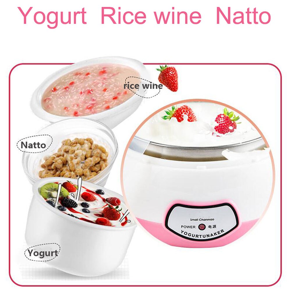 220V Yogurt Machine Maker Household Fully Automatic Stainless Steel Small Yogurt Machine Kitchen Tools Stainless Steel Inner