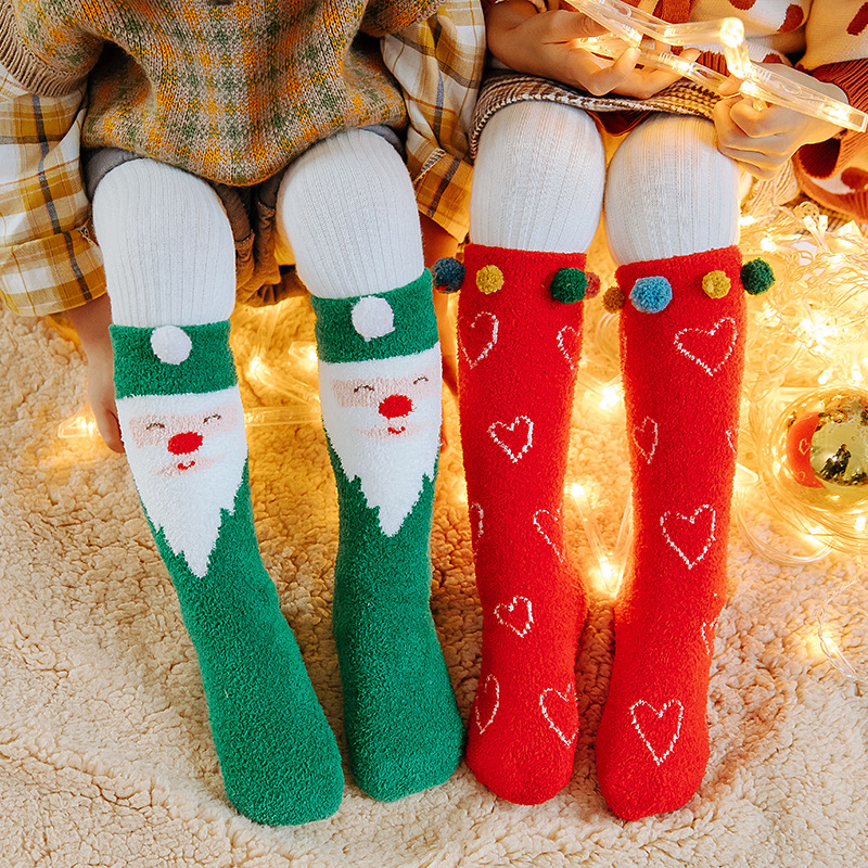 4 paia confezione regalo calzini natalizi per bambini autunno/inverno velluto corallo mantieni caldi calzini per bambini calzini genitore-figlio carini di alta qualità