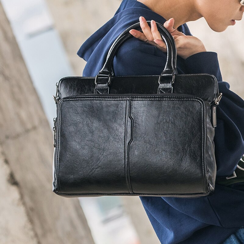 Herentas pu leer heren aktetas zakelijke zwarte schoudertassen laptop messenger bag heren handtas