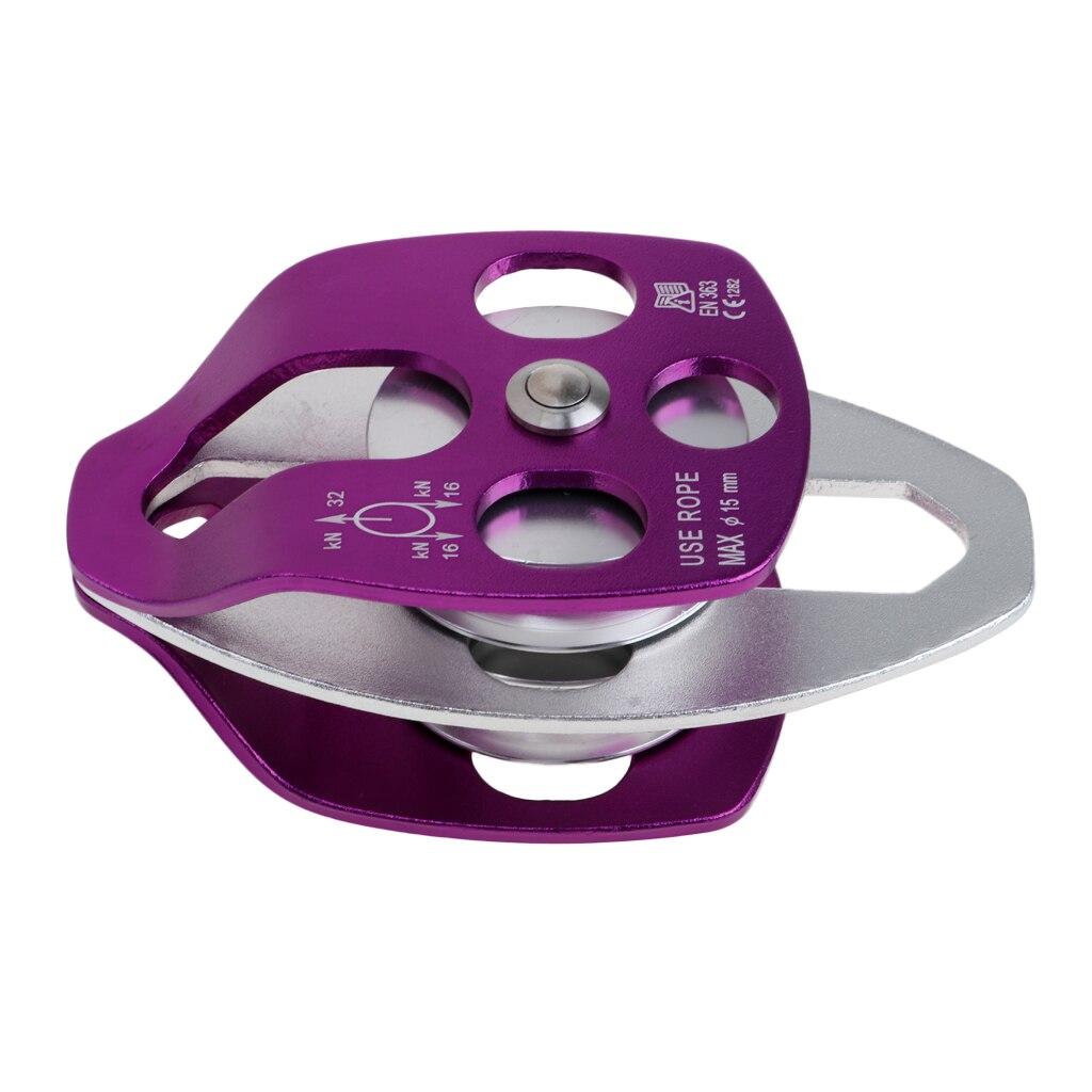 32KN-polea doble para sistema de arrastre, Arborist para árbol de escalada: Purple