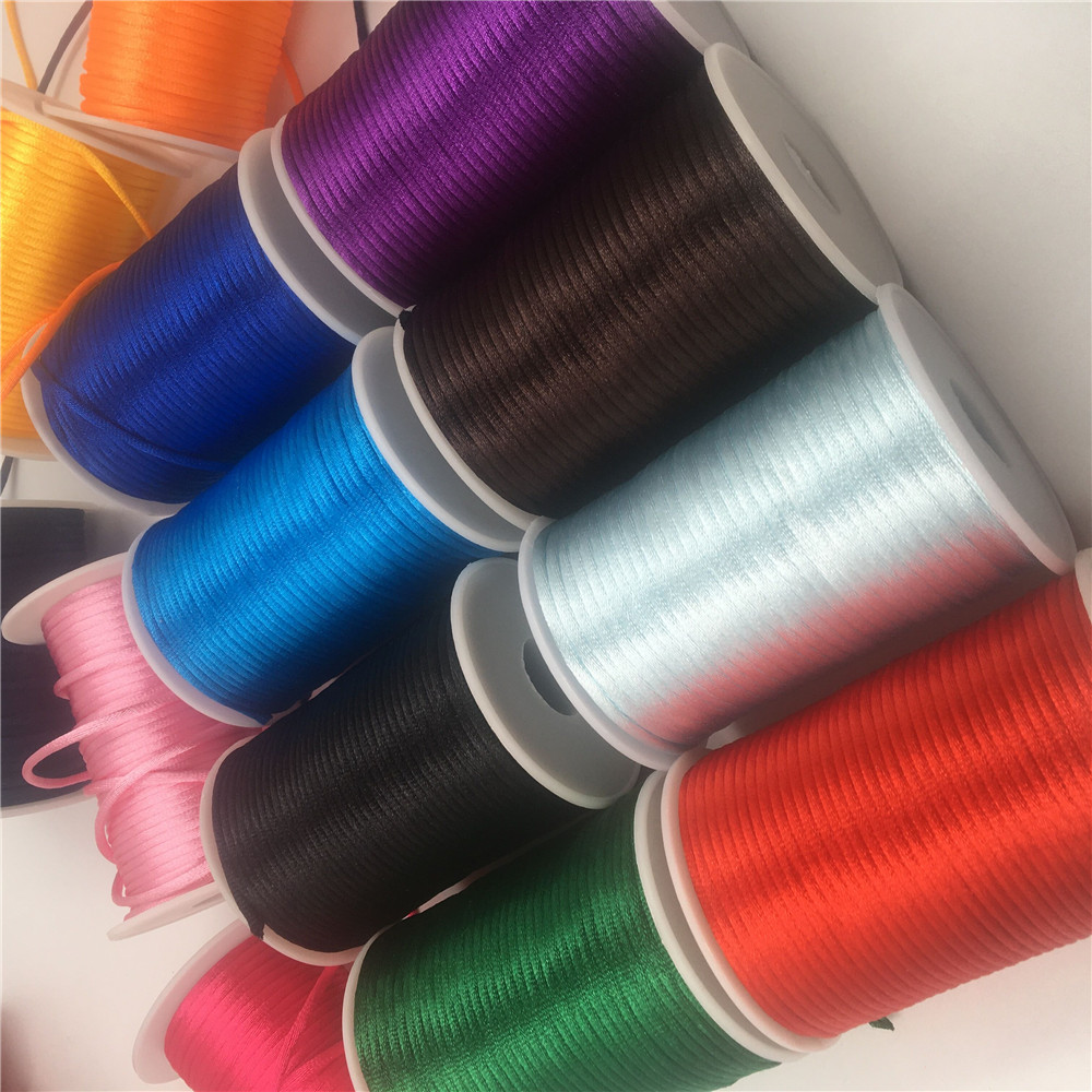 Hilo de cordón satinado de 3mm y 10 yardas, nudo chino, pulsera de macramé, cuerda trenzada, borlas DIY, hilo de cuentas, 35 colores