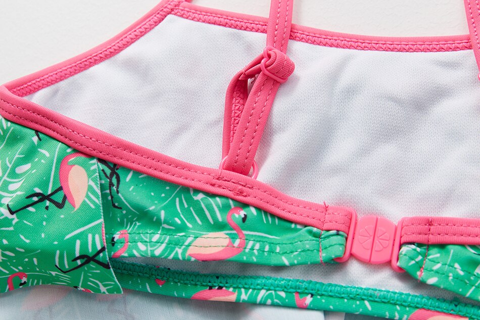 2-12 jahre Mädchen Flamingo Bikini Badeanzüge ZWEI-STÜCK Großen Volant Strand Bademode für freundlicher Mädchen Nette Bikini setzt