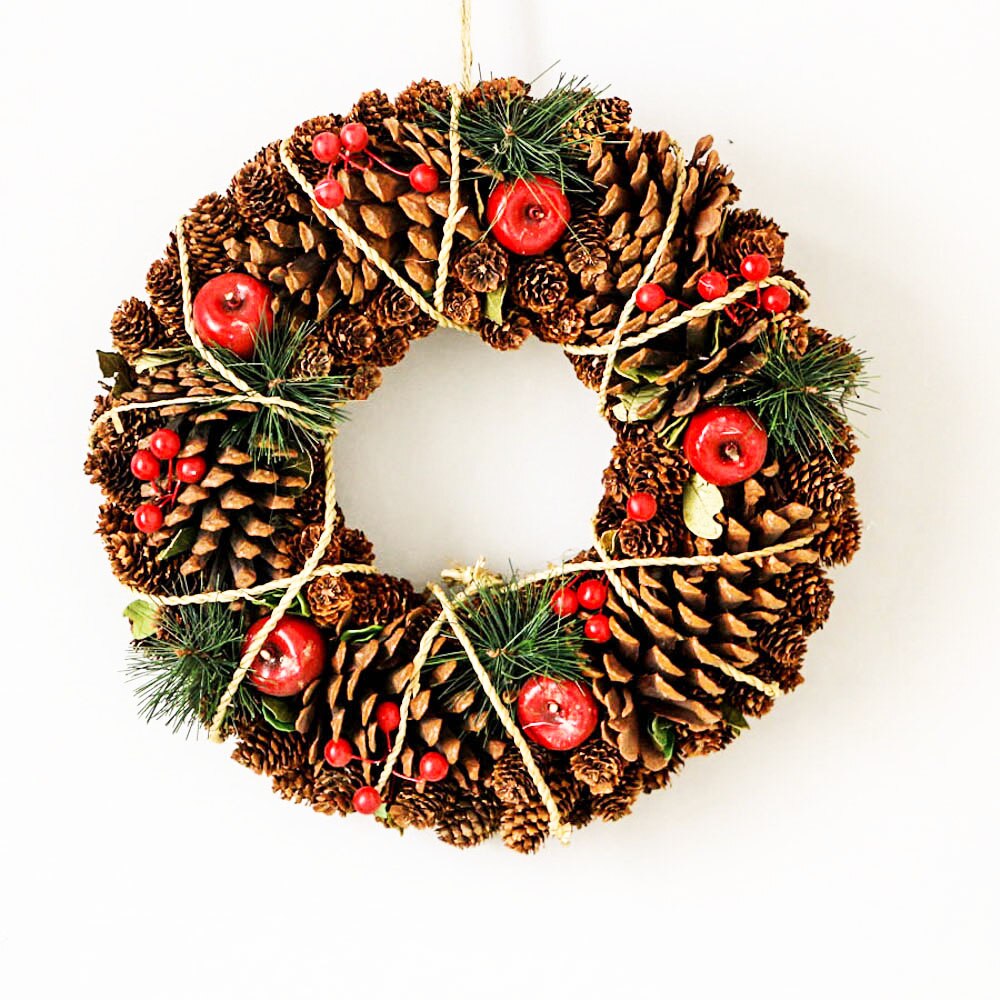 Couronne rustique de jardin, décoration d'intérieur, décorations de mariage d'automne, couronne de campagne, automne, hiver, couronne de noël, accessoires de noël