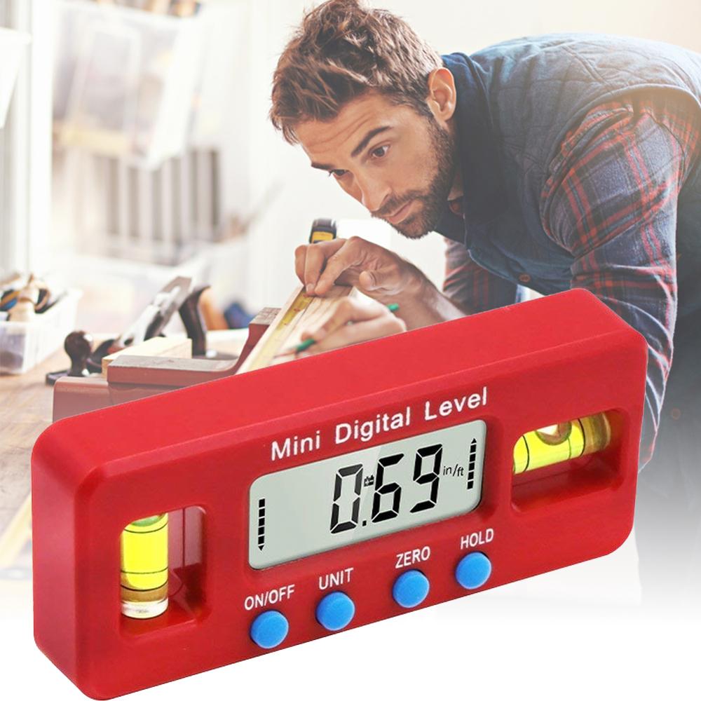 1pcs Mini Digital Protractor Inclinometer Magnetic Angle Finder Level Gauge ABS Red LCD Display Digital Level Box Measuring Tool
