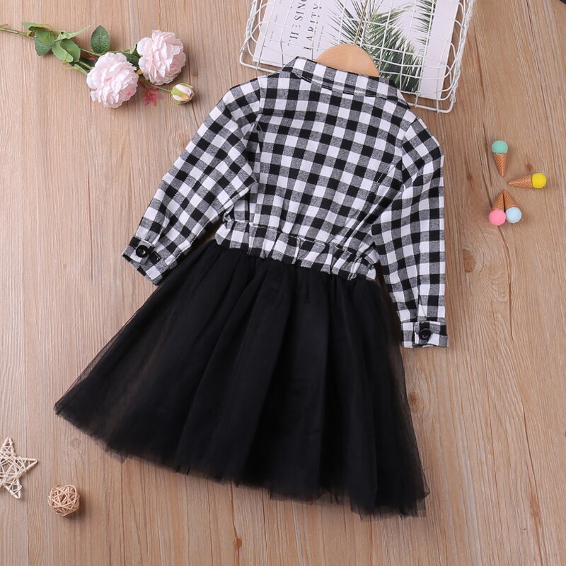 Humor Bear Girls manica lunga abito da principessa plaid Party Tutu Dress Patchwork Party Pageant Holiday Dresses abiti natalizi