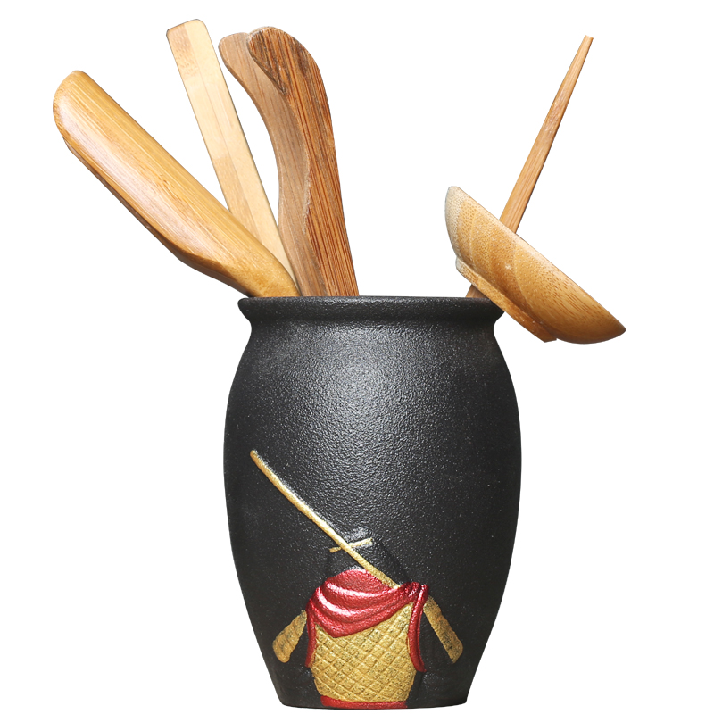 GY Zhizunbao Sun Wukong gran Salvia seis caballeros viaje al oeste de madera negra utensilios para ceremonia del té contenedor de té de cerámica de Bambú