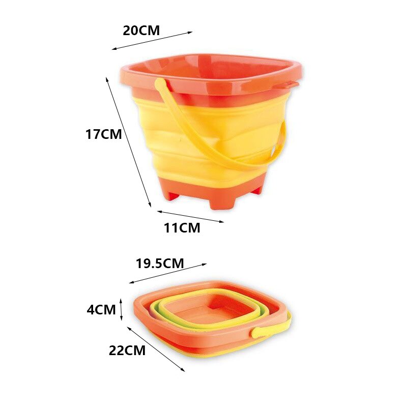 Portable Silicone Foldable Folding Bucket For Kids Beach Play Sand Game Water Toys Outdoor Summer Collapsible Bucket Compact 2L