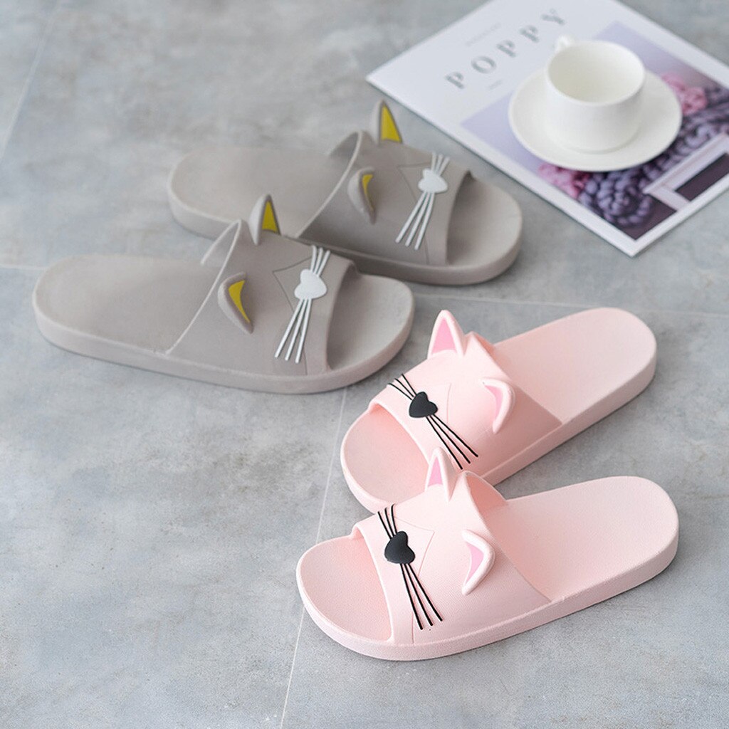 Zapatillas para interiores con dibujos de gatos, zapatos familiares, para la playa, para hombre y mujer