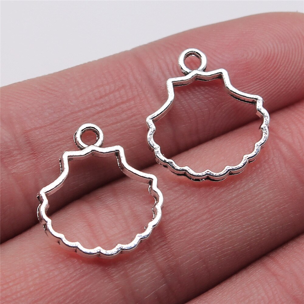 Abalorios de conchas y conchas de Color plateado antiguo, 20 piezas, para fabricación de joyas: 17x18mm-Silver