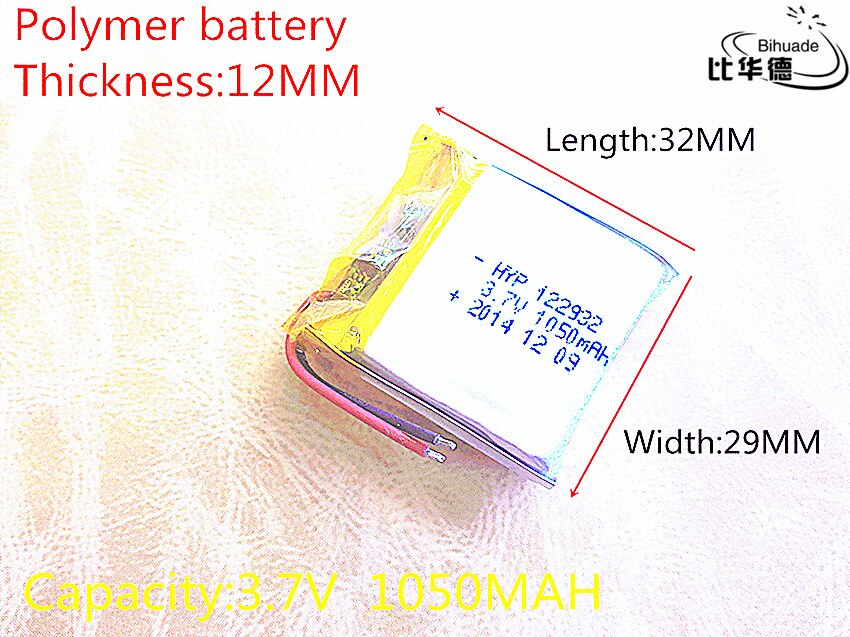 3.7V 1050mAh 122932 Lithium Polymer Li-Po li ion Rechargeable Battery cells For Mp3 MP4 MP5 GPS PSP mobile bluetooth