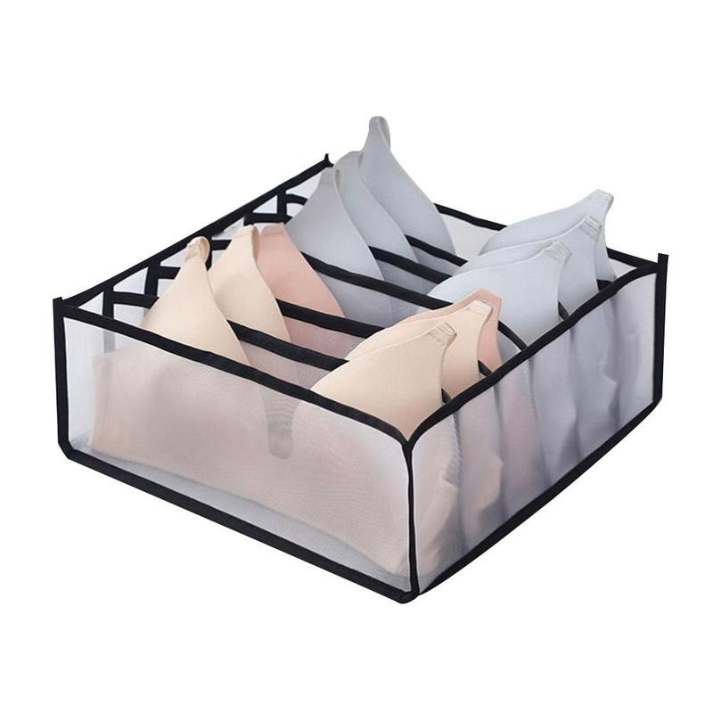 1pc husholdnings sammenleggbare netting undertøy oppbevaringsboks truser separert skuffe-type sokker organisator oppbevaring bh  c6 t 0: En