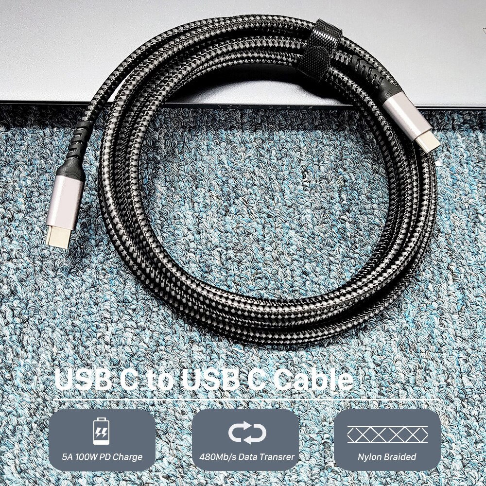 VOXLINK kabel USB C na USB C 100W rodzaj-c 5A E znak szybkie ładowanie pleciony przewód nylonowy kompatybilny MacBook zawodowiec iPad laptopy komputerowe
