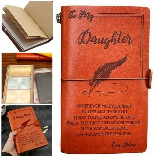 Til min datter hvor nogensinde elsker mor / kærlighed far læder forretningsdagbog notebook dagbog