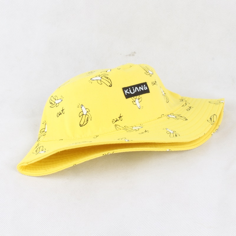 Panama Emmer Hoed Mannen Vrouwen Zomer Emmer Cap Banana Print Geel Bob Hoed Hip Hop Gorros Vissen Visser Hoed