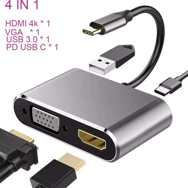 USB 3.1 rodzaj-c Centrum na HDMI kompatybilny 4K piorun 3 USB C z koncentratorem 3.0 TF czytnik kart SD PD dla MacBook zawodowiec/powietrze/Huawei kumpel: 4 in 1 hub