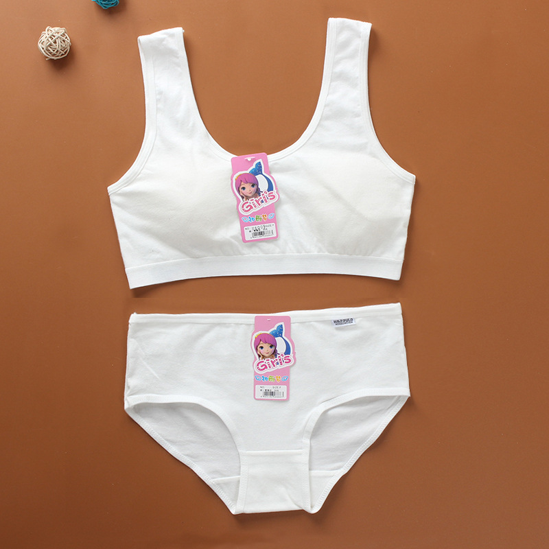 Teenage Girl Bra and Panties Sets 12 Year Old Teen Clothes Sport Underwear 14 Training Bra for Girls 8-14Y Brief Topic Tube: white