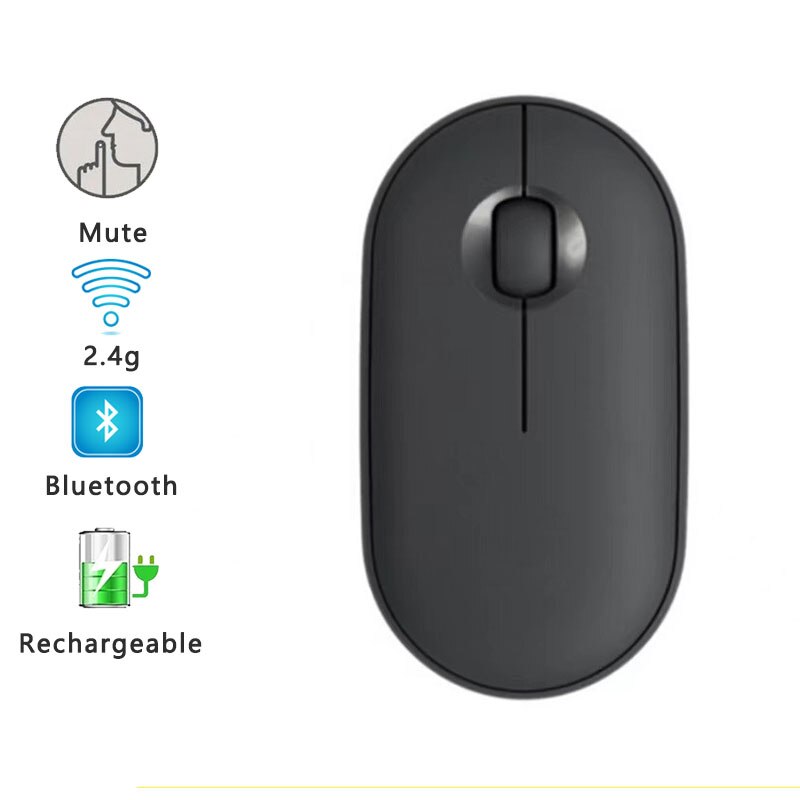 Drahtlose Maus Wiederaufladbare Bluetooth Stille Ergonomische Computer Verbinden Multi Gerät Für iPad Mac Tablette Macbook Luft Laptop PC: dual mode schwarz