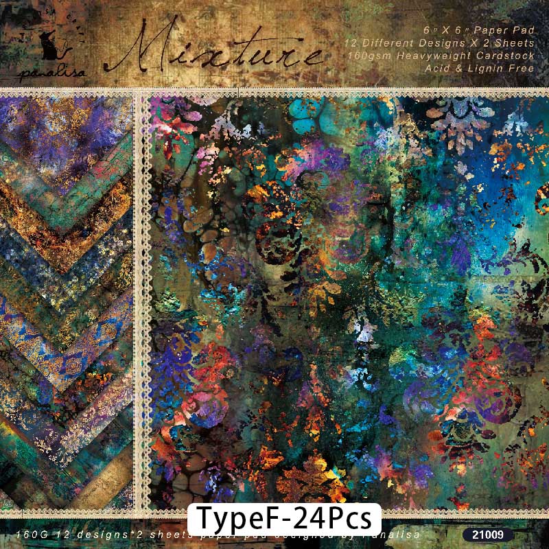 24 Sheet Vintage Butterfly Flower Craft Paper Scrapbooking Material Paper Junk Journal Decorative Paper Album Scrapbook Paper: TypeF-24Pcs