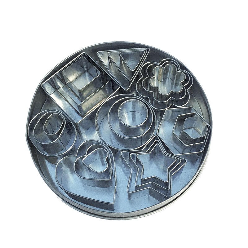 24pcs Stainless Steel Cookie Cutter Tools Circle Triangle Square Shaped Biscuit Pastry Mold Cake Decorating Baking Kitchen Tools