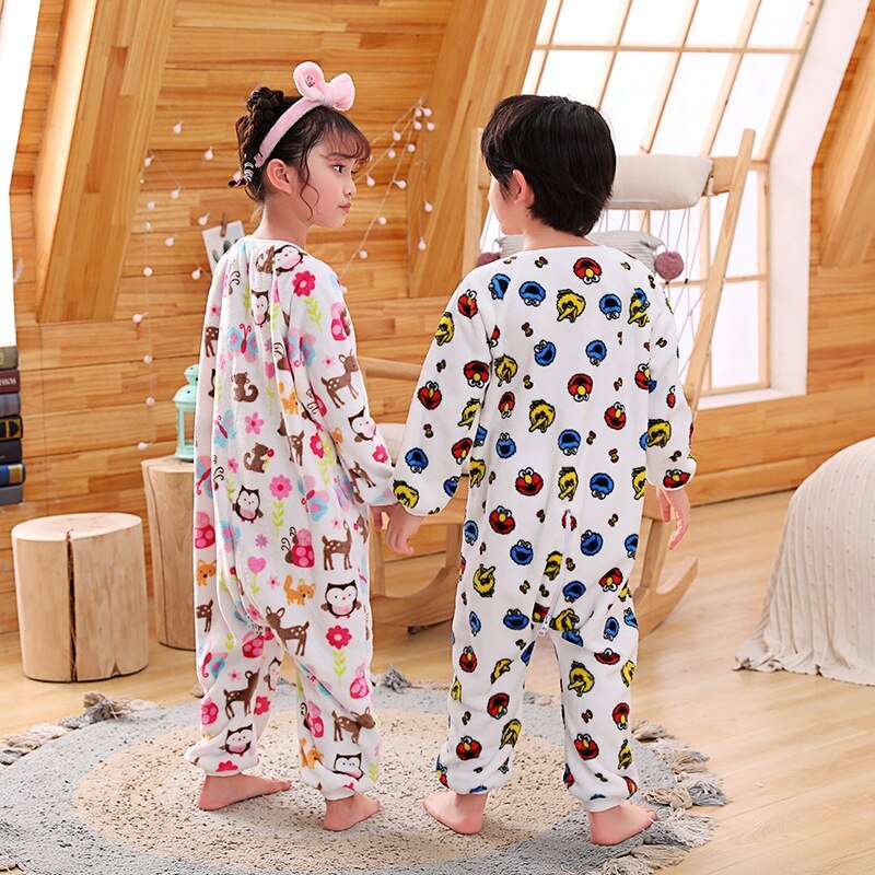 Kids Flanellen Jongens Meisjes Coral Fleece Pyjama Nachtkleding Baby Jongen Winter Pyjama Warm Tuinbroek Nachtjapon Voor 2 3 4 5 Jaar