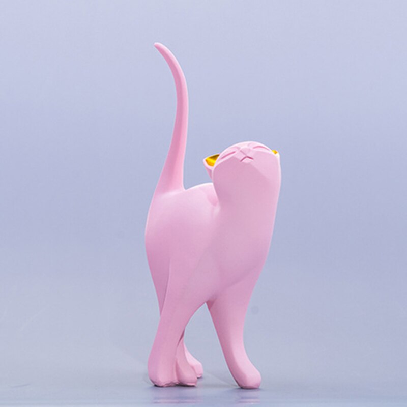 Statue de chat en résine rose de , décoration de café, de bureau, de maison, sculpture de simplicité, tenue douce, 1 pièce