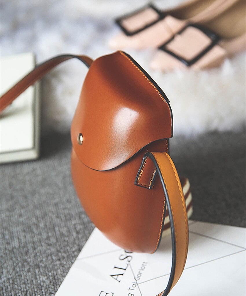 Wallike Moda Mini Forma da Concha Cluth Saco Crossbody Coreano Japão Estilo Lady Messenger Bag PU Couro Bolsas de Ombro Bolsa Diária