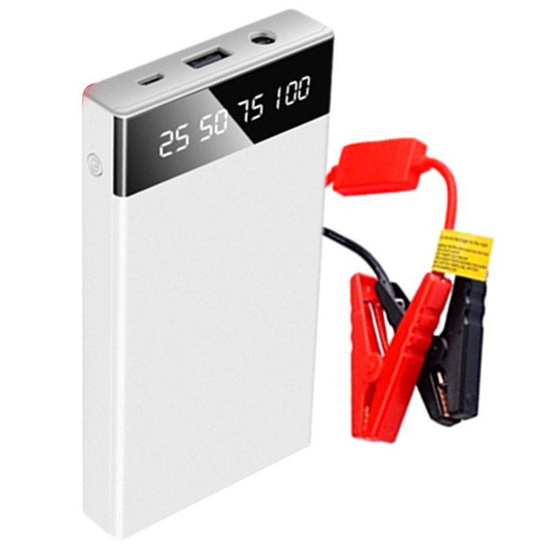 Vehicle Jump Starter 10000mAh 12V Multipurpose USB Interface Power Bank for Car Cellphone Computers: White