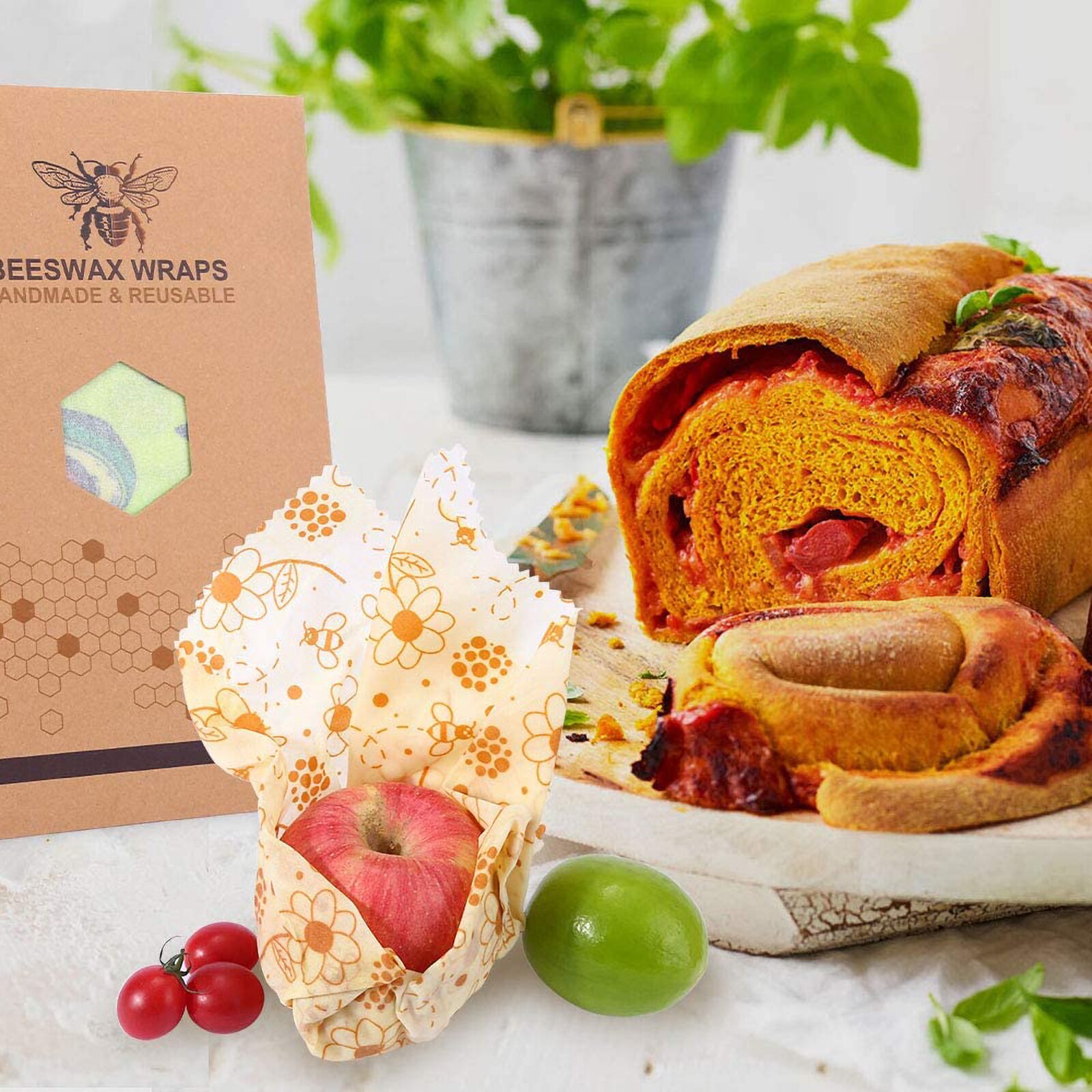 Anjielosmart Reusable Food Wraps Roll custom food wrapping Wrap Eco Friendly Sustainable beeswax wrap for Food Storage