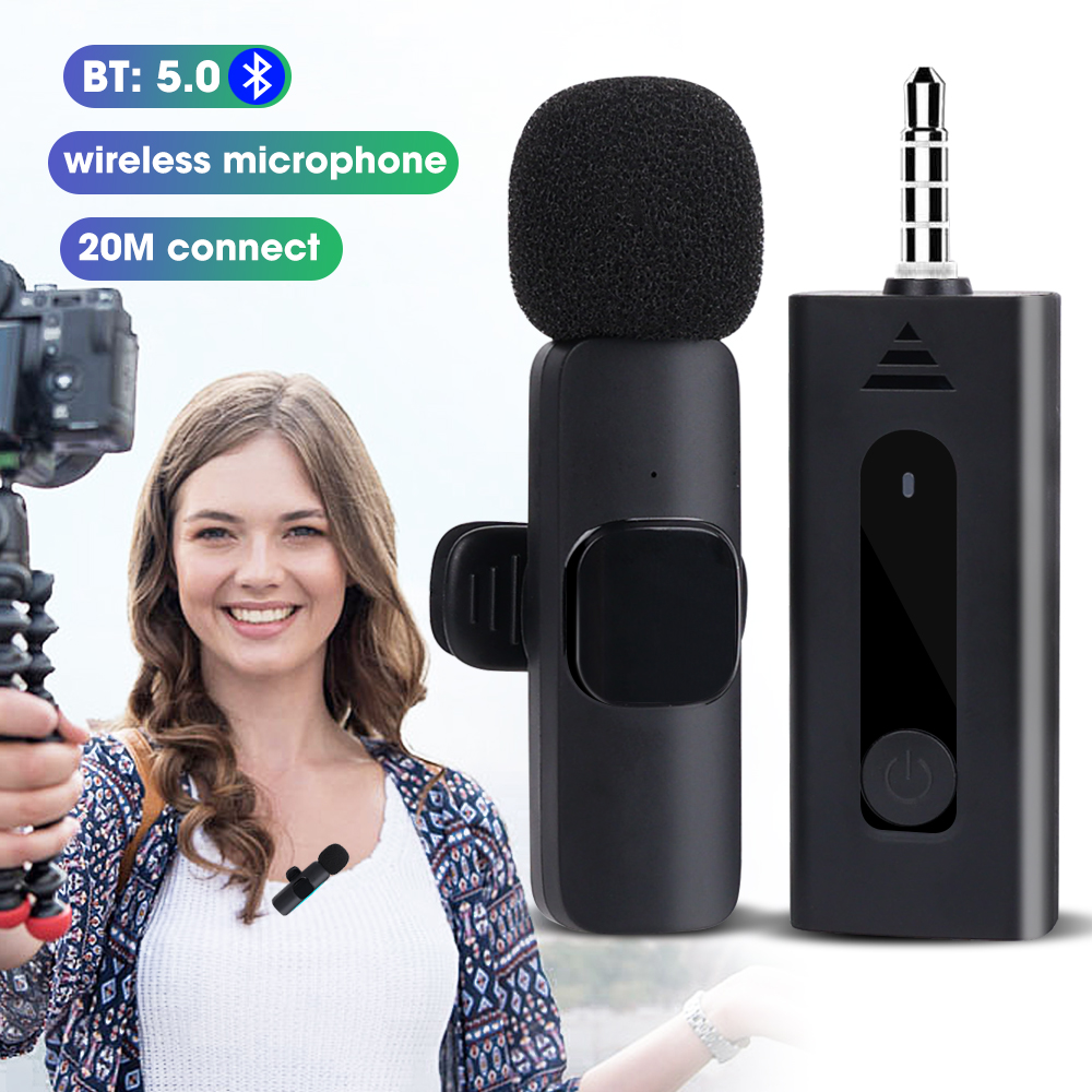 Wireless 3.5mm Lavalier Microphone Bluetooth 5.0 Recording Universal Mini Mic for Camera Speaker Smartphone Lapel Microphone: green