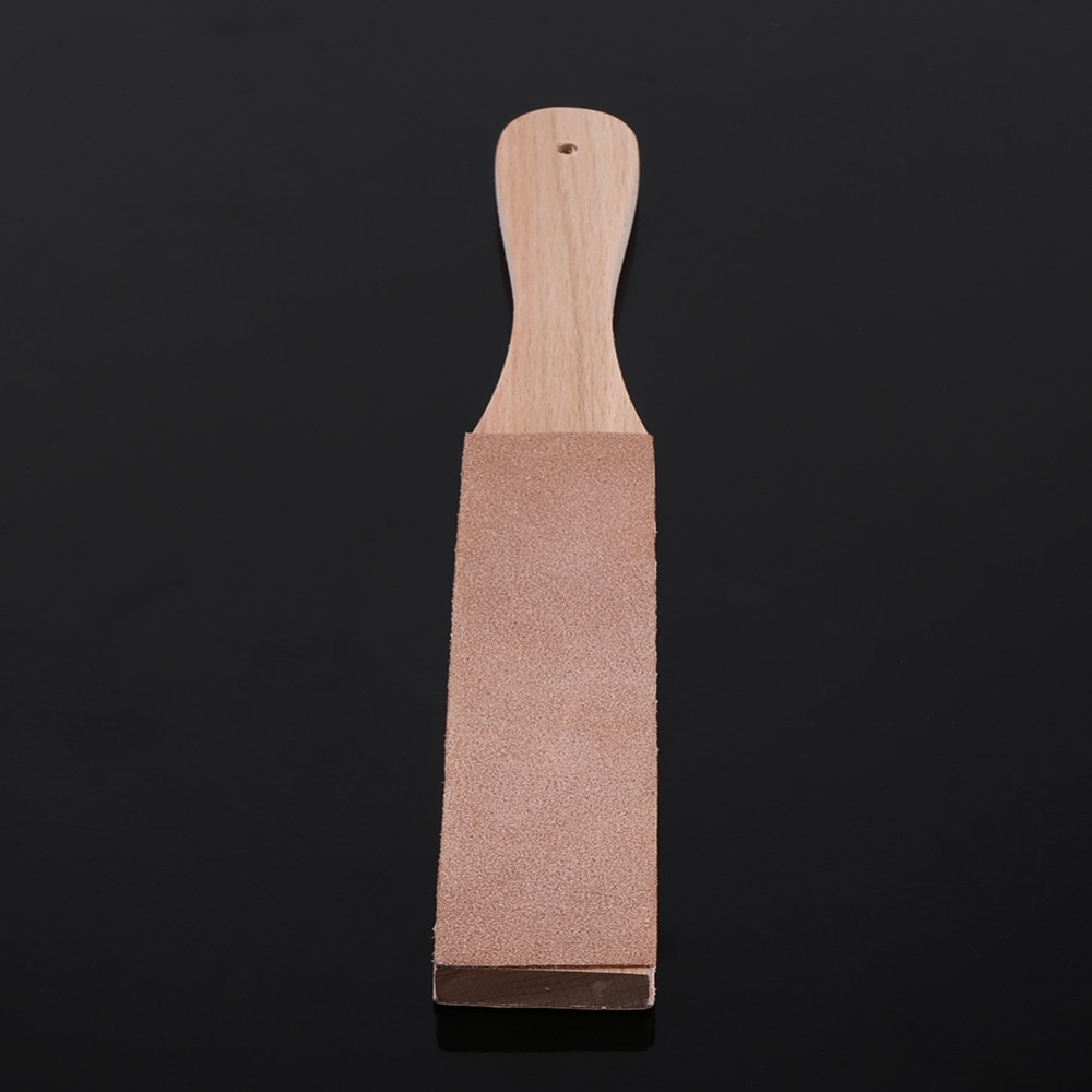 Wooden Handle Leather Sharpening Strop Handmade Razors Polishing Board For Razor Knives Double Sided Home Sharpening Tool