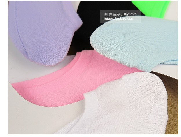 Chaussettes bateau courtes invisibles pour enfants, , en Silicone, couleur bonbon, noir, beige, 5 pièces