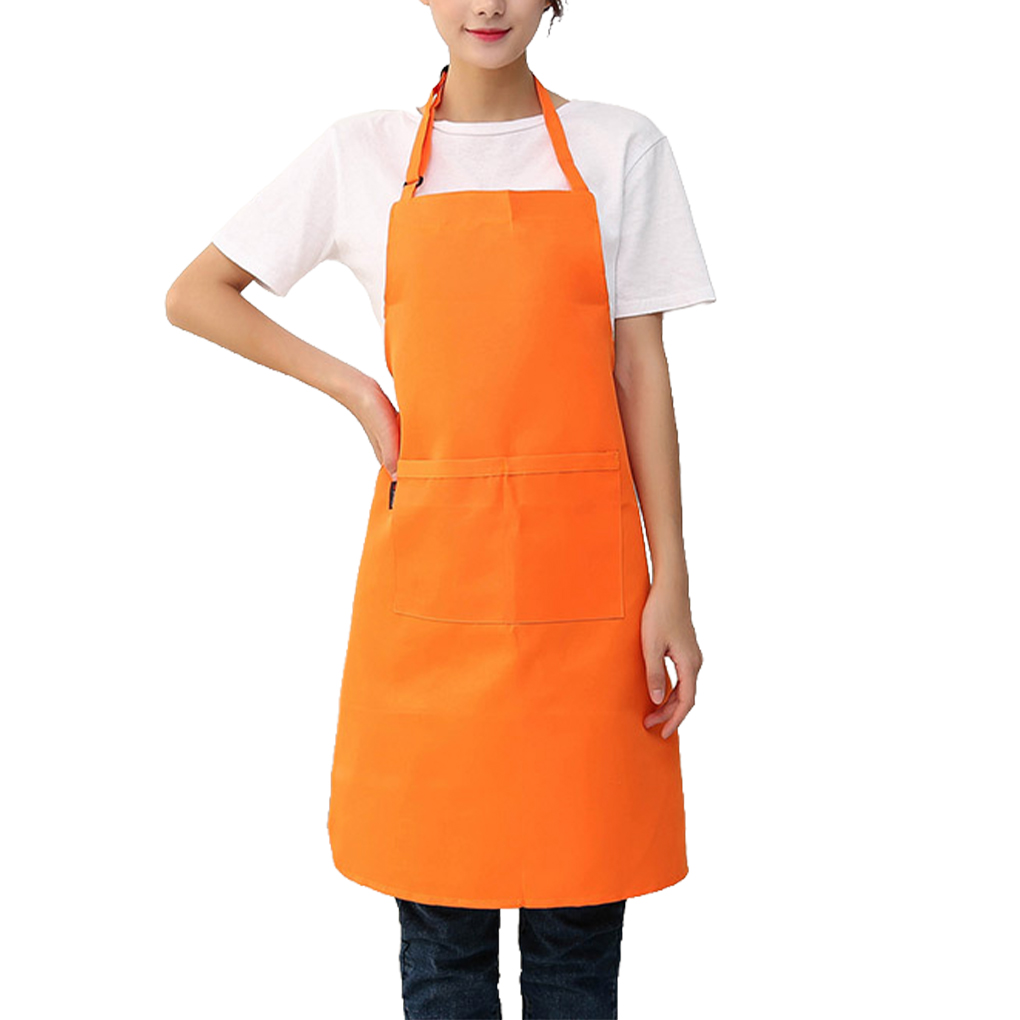 2pcs Unisex Work Apron For Men Black Apron Bib Adjustable Cooking Kitchen Restaurant Aprons For Woman With Pockets: orange