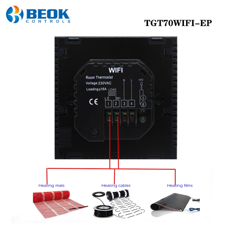 Beok Wifi Thermostat for Electrical/Water Floor Heating Temperature Controller Smart Thermostat Alexa Google Home Programmable