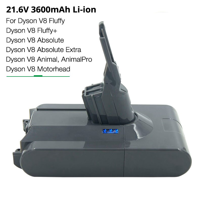 Ladattava li-ion-imurin akku dyson  v6 v7 v8 v10 -sarjaan  dc59 dc62 sv03 sv05 sv06 sv09 sv12 dc31 dc34 dc35 dc45: V8 3600 mah