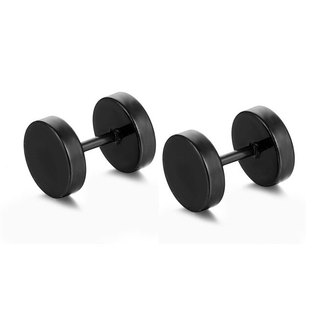 6 Pairs Barbell Oor Stud Set Titanium Staal Hypoallergeen Piercing Punk Oorbellen Sieraden Voor Mannen Vrouwen 8Mm Goud Zilver zwart: StyleB-Black-1pairs