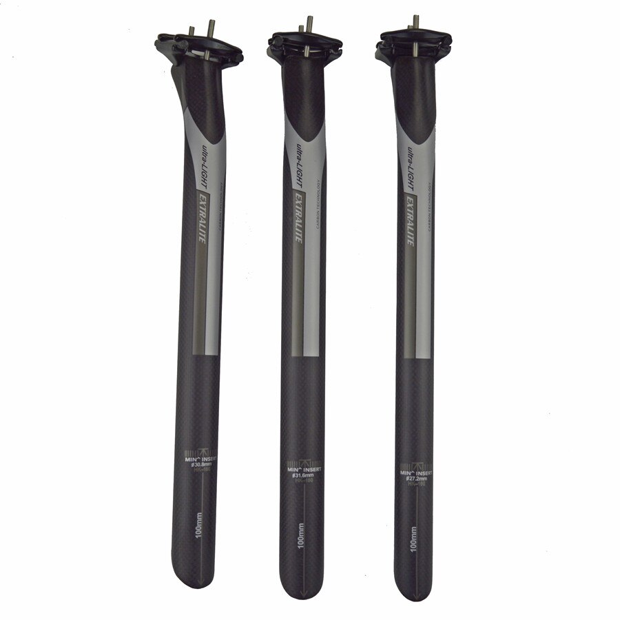 EXTRALITE Superlight tija de sillín totalmente de carbono poste de asiento de bicicleta MTB camino bici sillín 27,2 de 30,8*31,6*400mm 3k mate piezas de bicicleta