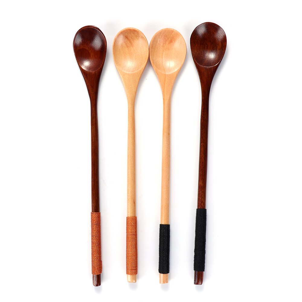 20*3cm Wooden Spoons Large Long Handled Spoon Kids Spoon Wood Rice Soup Mixing Dessert Coffer Tea Spoon Kitchen Dinner Tableware
