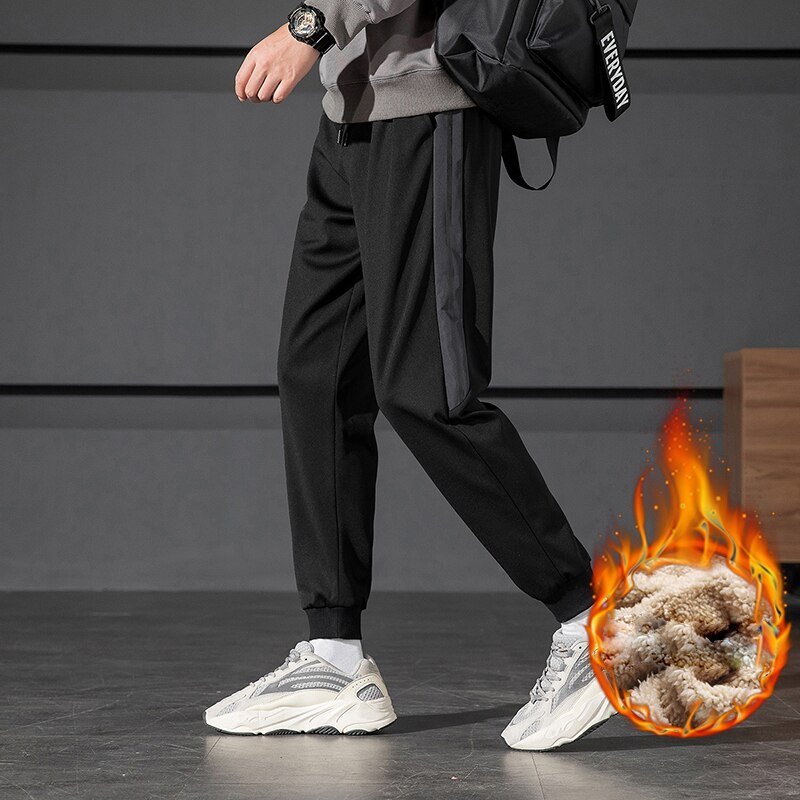Winter Thick Warm Sports Pants Men Korean Style Trousers Men's Warm Drawers Autumn Winter Clothing Pants Mid-Waist Sportswear