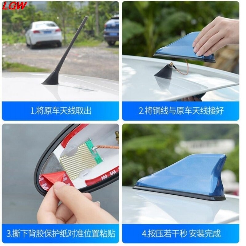 Upgrade signal GM shark fin antenna car top cover FM/AM radio antenna replacement Universal roof antenna Tail decorative antenna