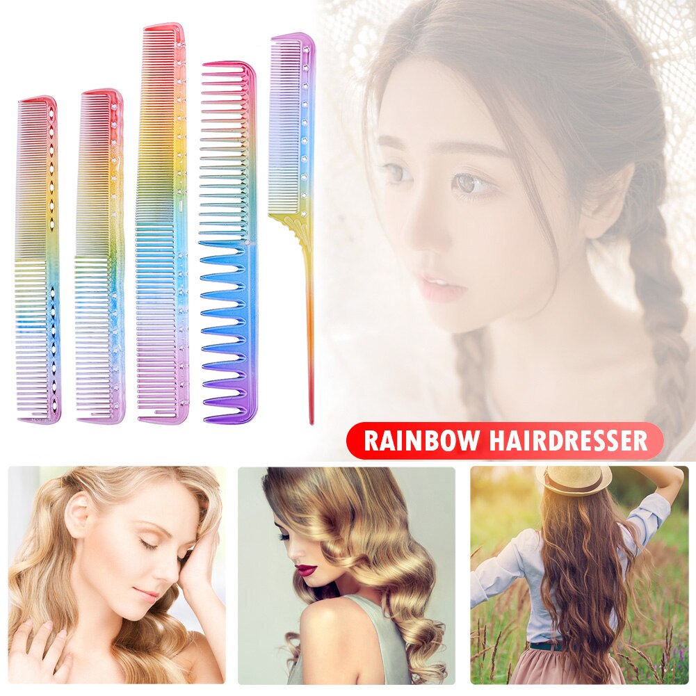 Anti-Statische Regenboog Kam Haarborstel Dubbele Hoofd Verstrikt Kam Hair Styling Tool