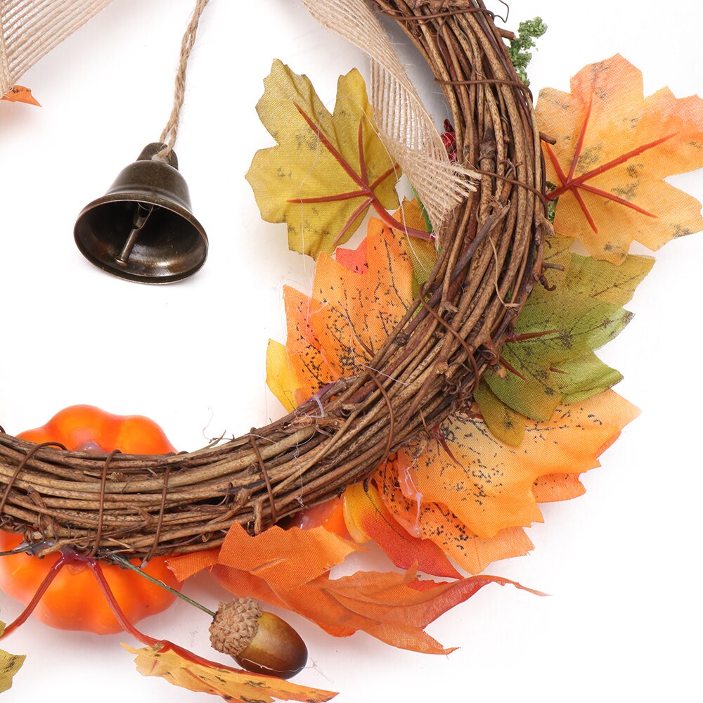 Kunstmatige Bladeren Krans Herfst Pompoen Berry Maple Leaf Bell Fall Deur Muur Krans Ornament Krans Halloween Party Decor