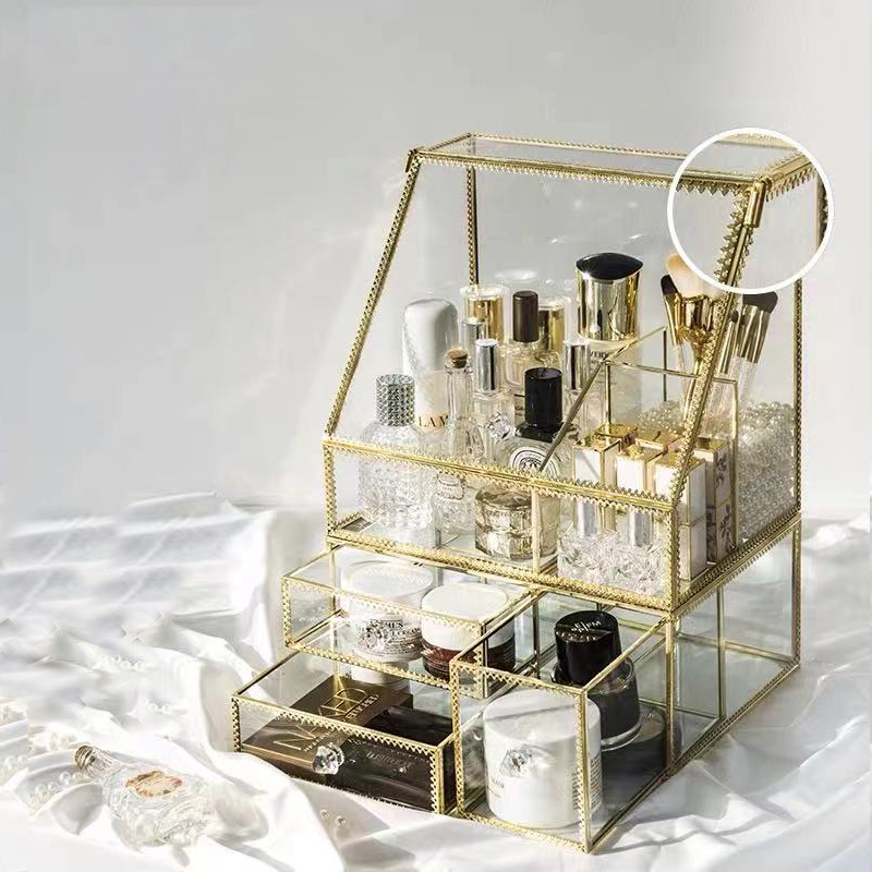 Opbergdoos Stofdicht Glas Opbergdoos Grote Capaciteit Lipstick Cosmetische Organizer Home Decoratie Make Container Opslag Lade